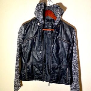 Moto Leather Sweater Jacket